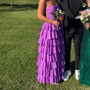 Beginning boutique purple strapless dress